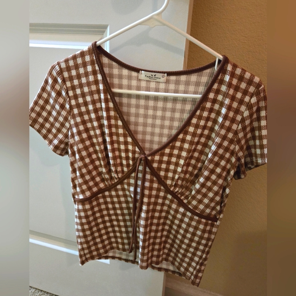 Brown Plaid Top